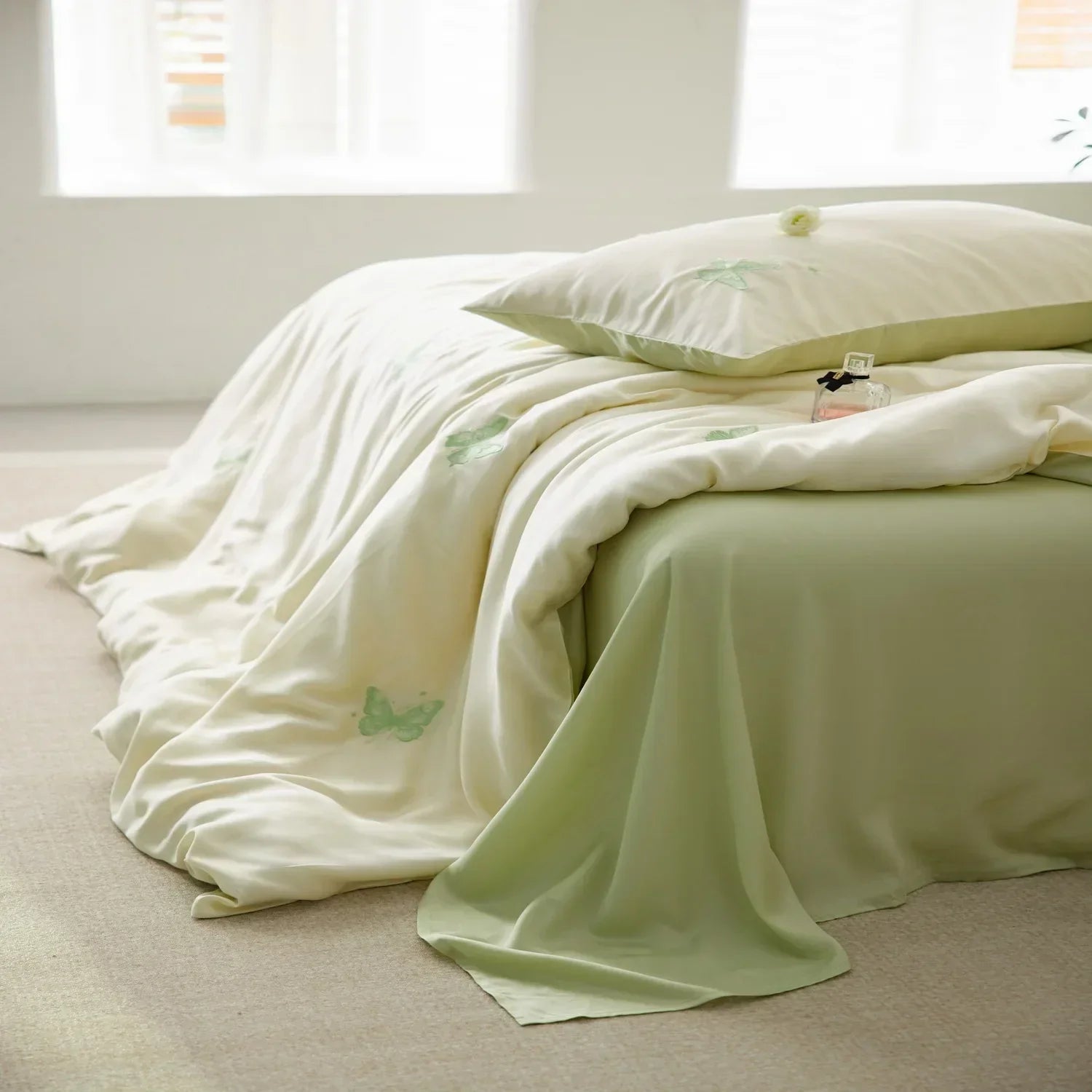 Afralia™ Luxury Embroidery Rayon Bedding Set for Cool Summer Comfort