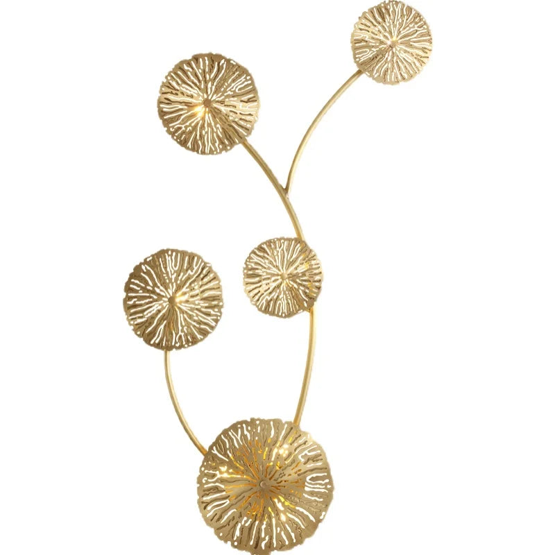 Afralia™ Gold Flower Copper Frame Wall Sconce for Hotel Dining Room Lighting