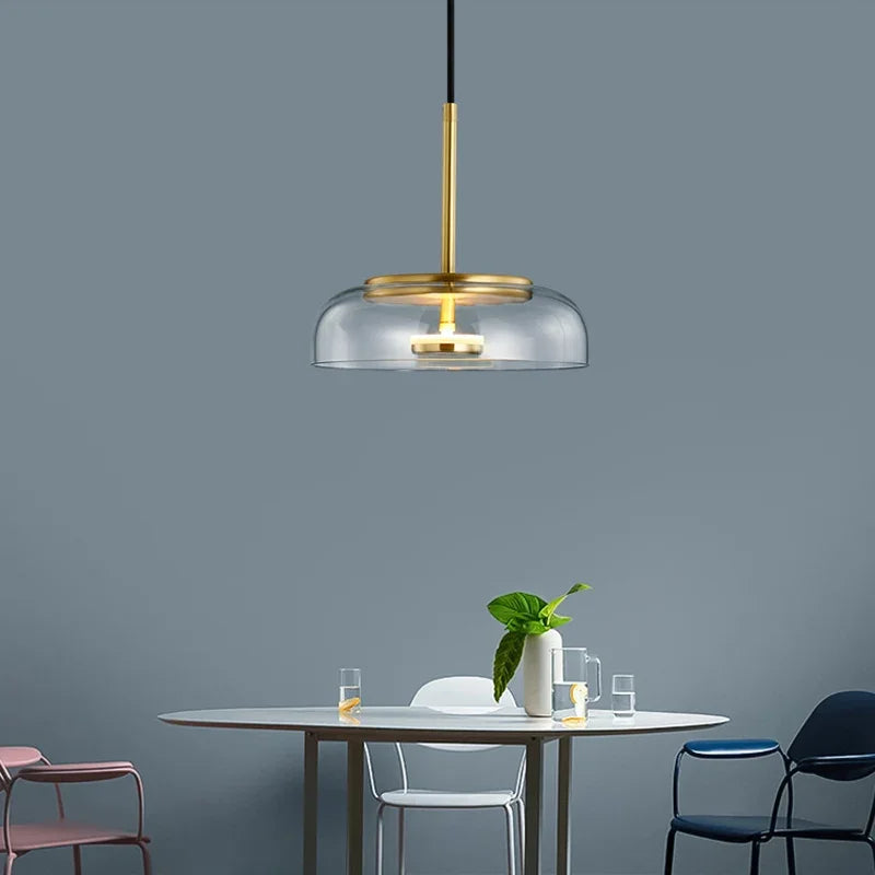 Afralia™ Glass Pendant LED Bowl Lamp: Modern Nordic Hanging Light for Dining, Bedroom, Kitchen