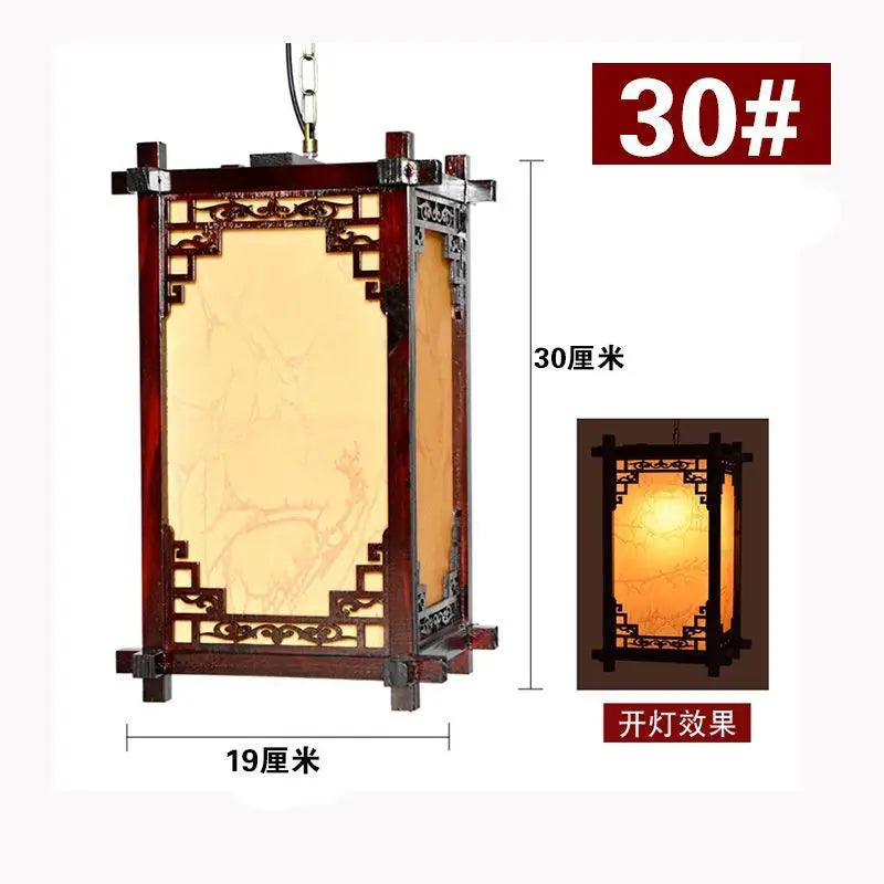 Afralia™ Chinese Style Wood Lantern – Antique Sheepskin Pendant Light