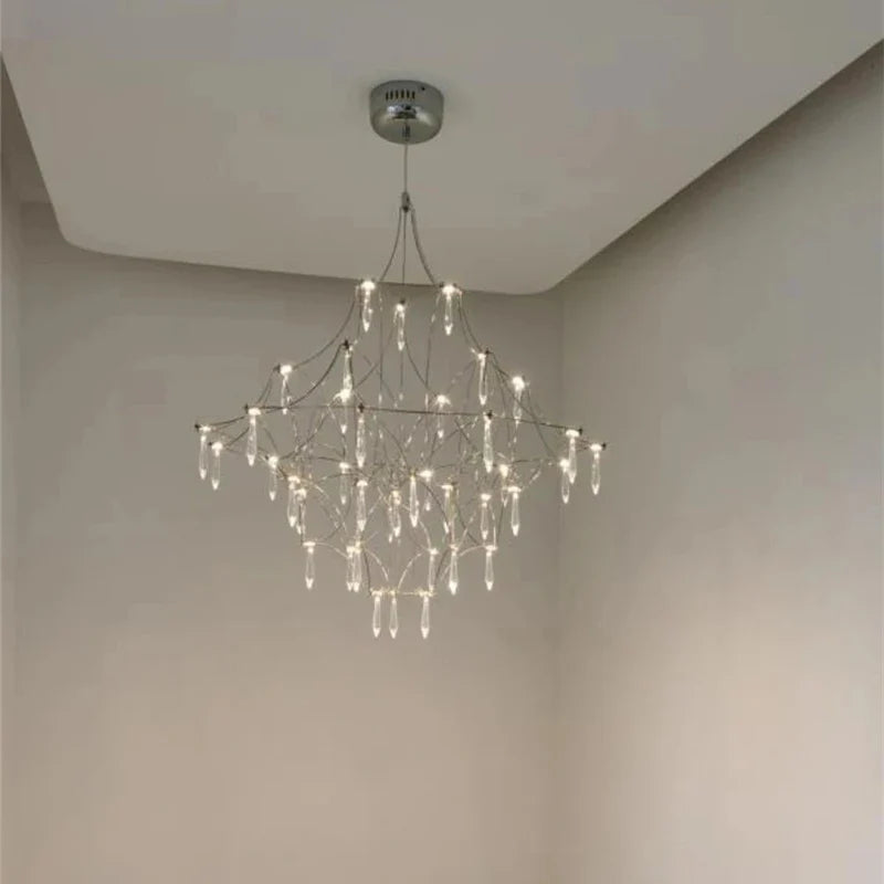 Afralia™ Starry Rain Crystal Chandelier: Luxury LED Lighting Decor for High Floors