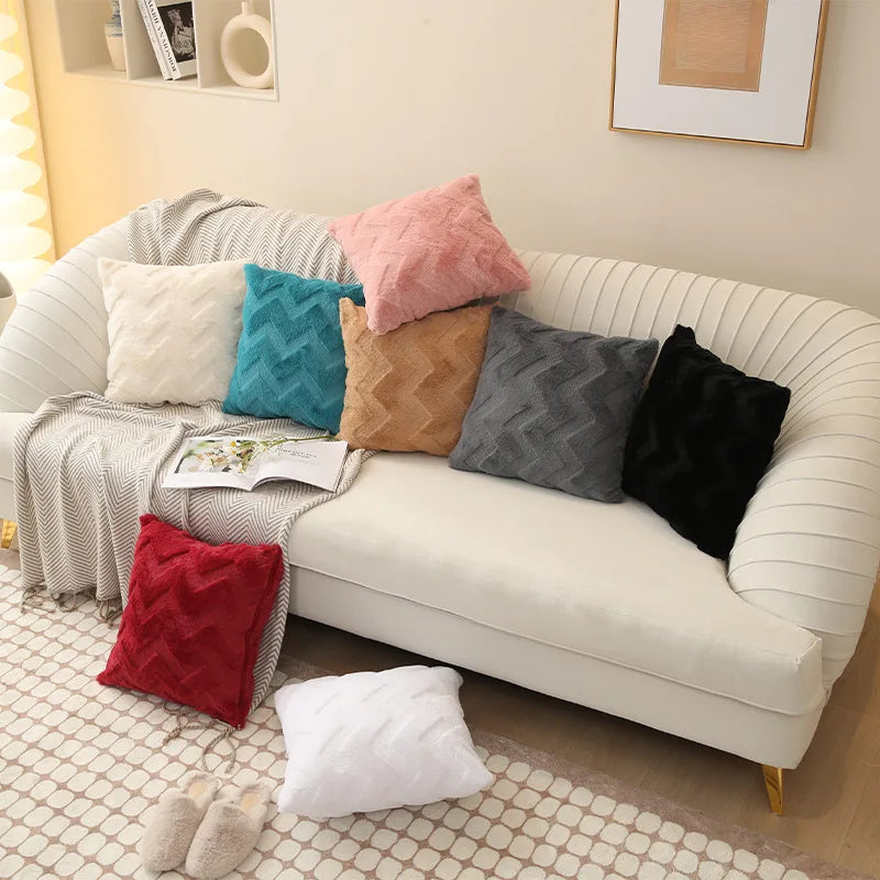 Afralia™ Nordic Wave Pillow Case 45*45CM Solid Color Sofa Cushion Cover