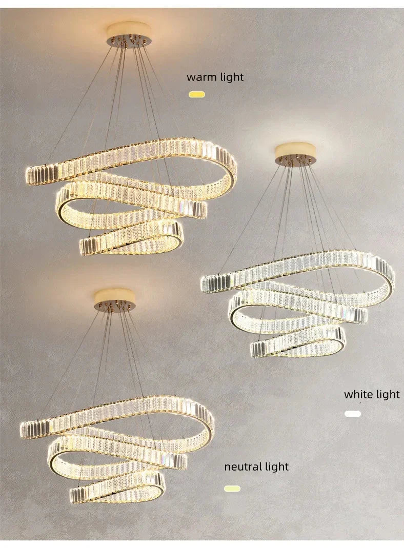Afralia™ Crystal LED Pendant Chandelier - Modern Irregular Steel Foyer Lighting