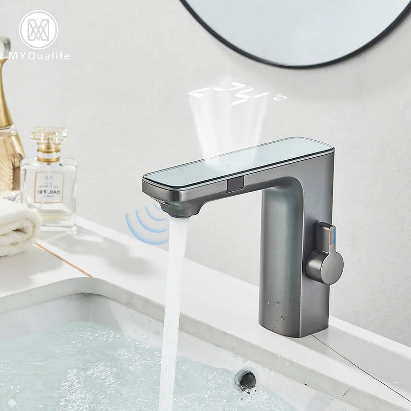 Afralia™ Touchless Digital Basin Mixer Faucet with Smart Sensor and LCD Display