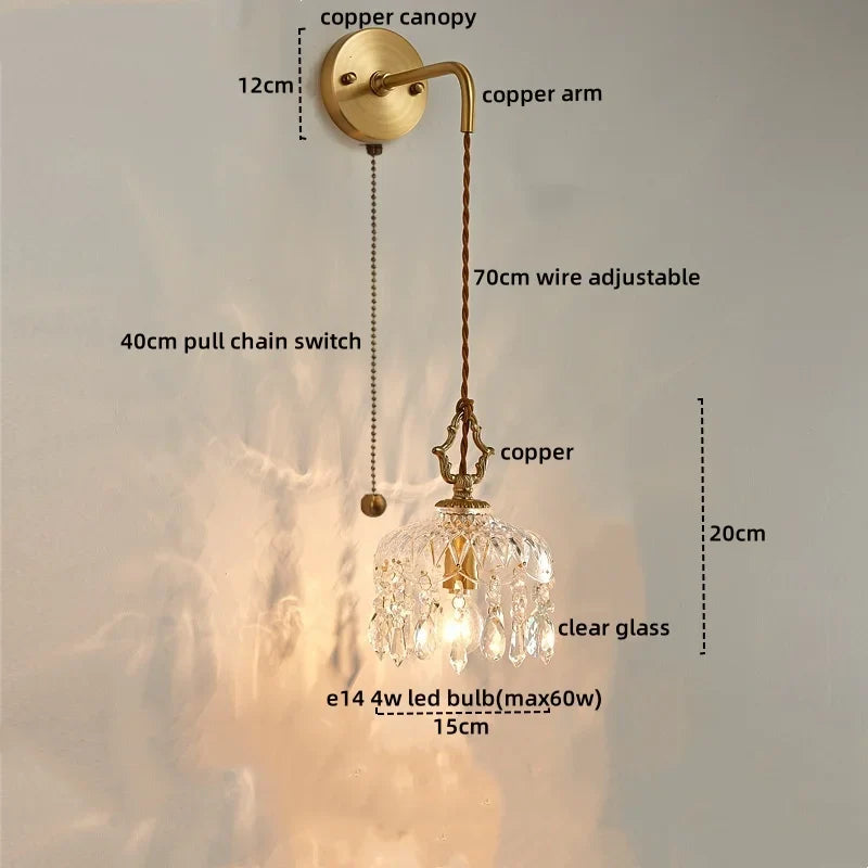 Afralia™ Crystal Glass LED Wall Sconce - Luxury French Stair Light for Home Decor