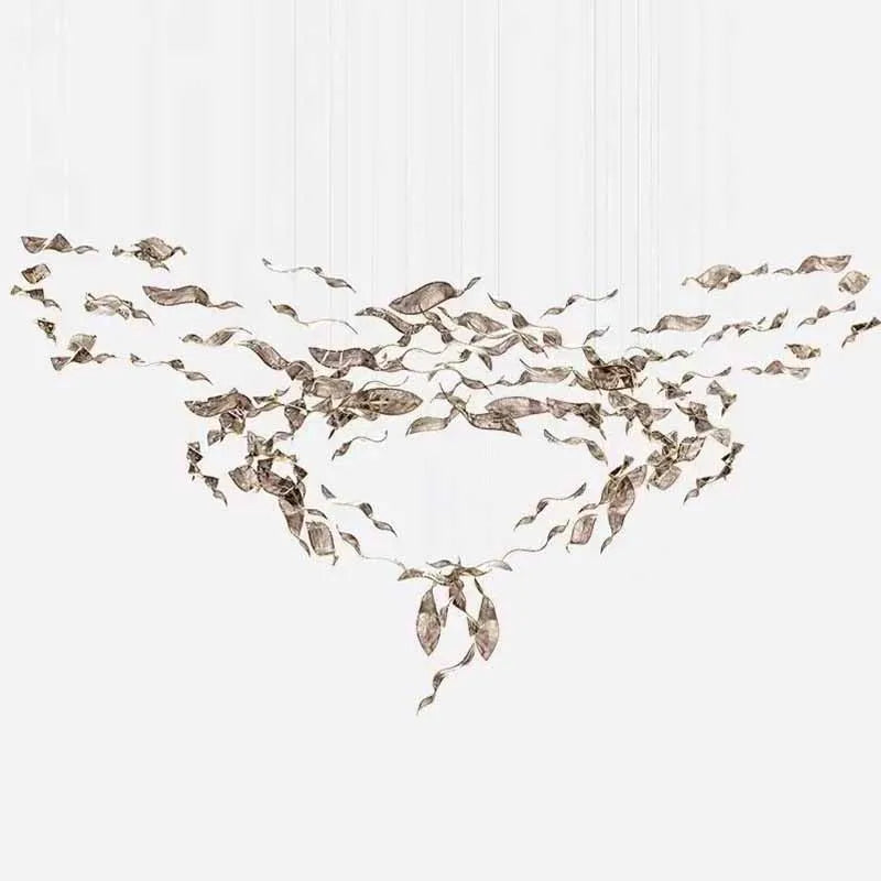 Afralia™ Modern Crystal Glass Pendant Chandelier for High Ceiling Staircase and Home