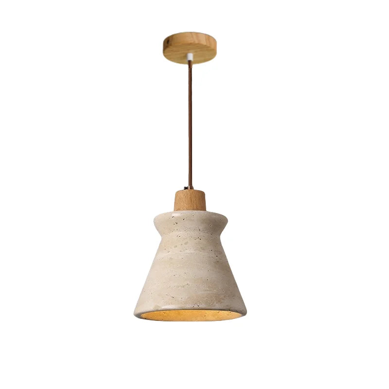 Afralia™ Stone LED Pendant Light: Nordic Modern Yellow Travertine Fixture for Living Dining Hallway