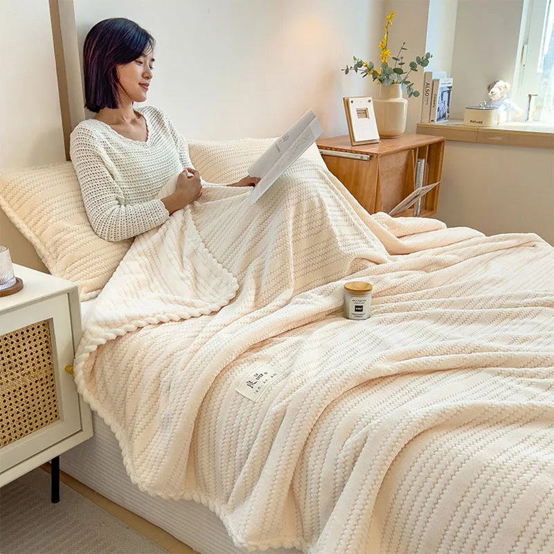 Afralia™ Velvet Jacquard Blanket: Premium Multi-Functional Soft Quilt for Sofa, Office & Nap-time