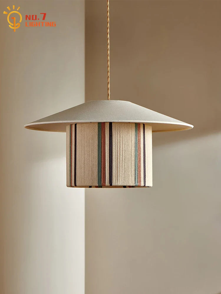 Afralia™ Wabi-sabi Cotton Wood Pendant Light LED E27 Retro Hemp Rope Hanging Lamp