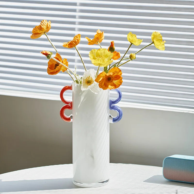 Afralia™ Handcrafted Colorful Glass Vase Straight-tube Hydroponics Terrarium for Home Decoration