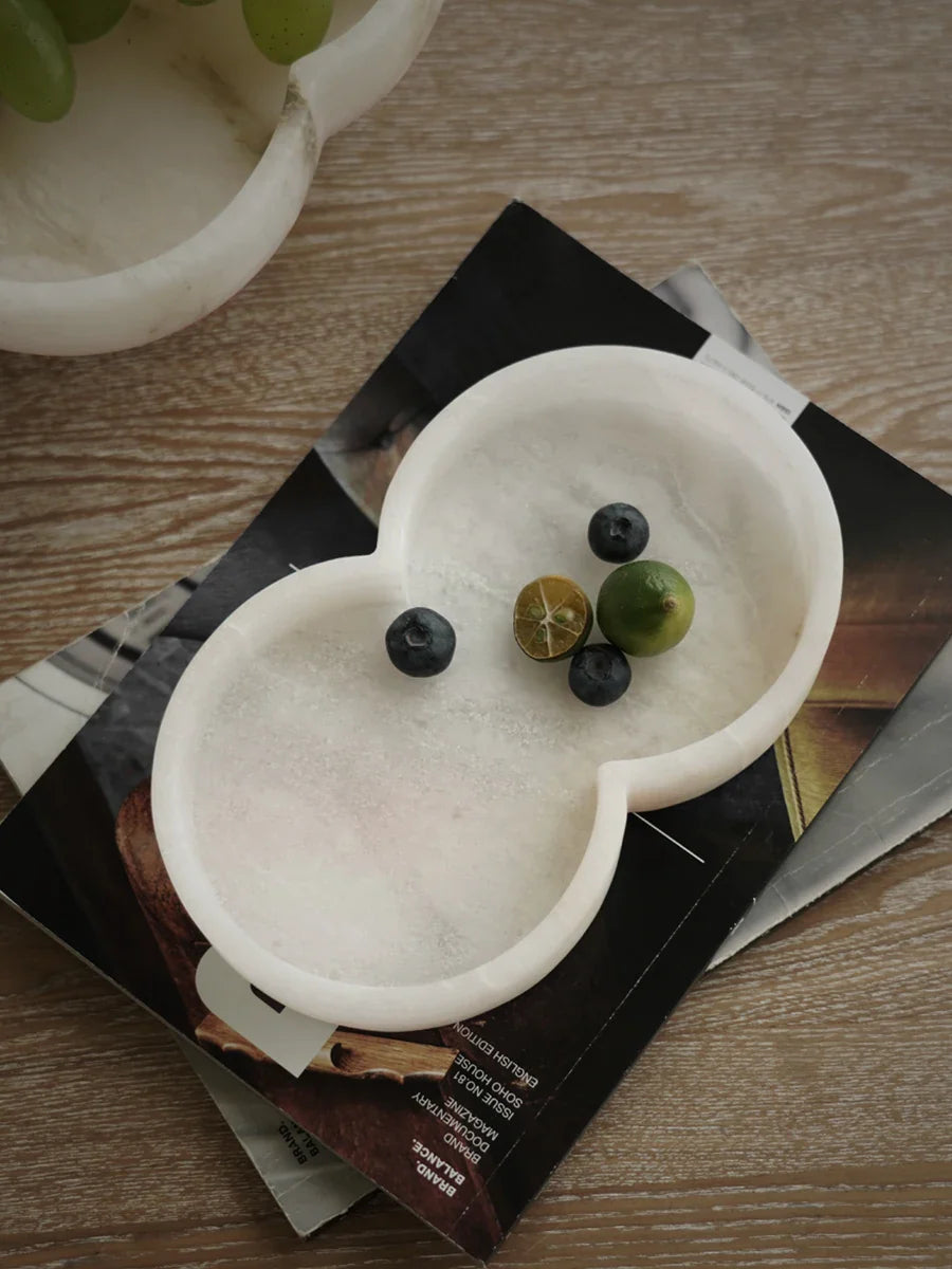 Afralia™ White Onyx Marble Tray for Kitchen Coffee Table Serving - Minimalist Design