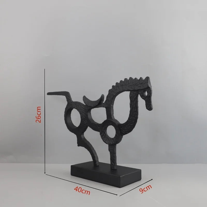 Afralia™ Geometric Couple Cast Iron Figure Sculpture for Home Decor