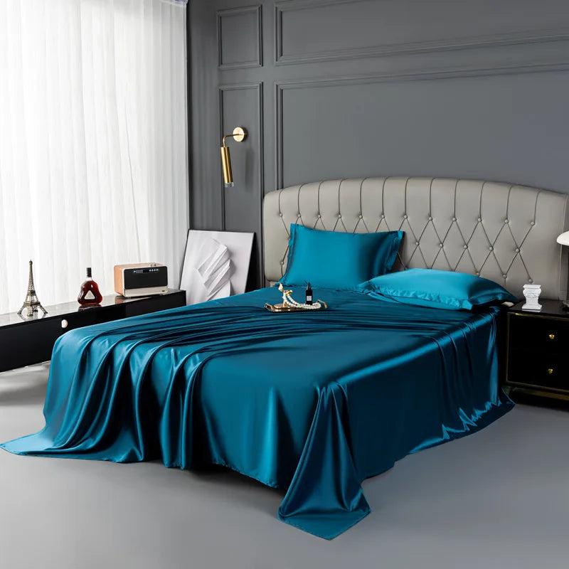 Afralia™ Mulberry Silk King Size Sheet Set - Luxury Soft Bed Cover in Solid Color
