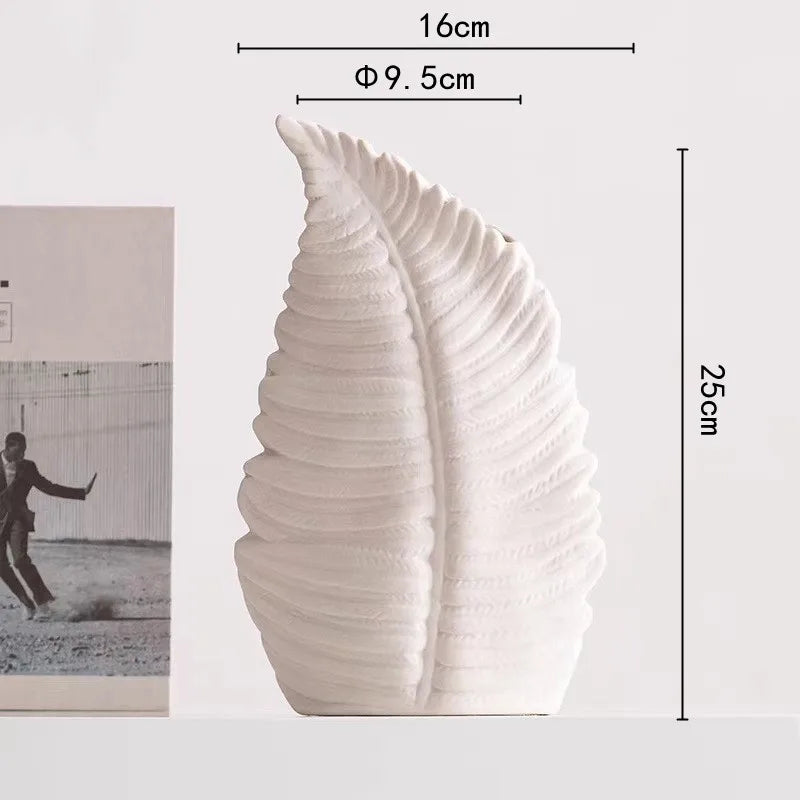 Afralia™ Lotus Leaf Ceramic Vase for Floral Arrangement and Room Decoration