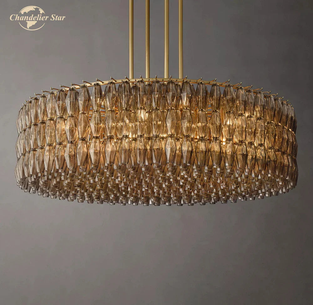 Afralia™ LED Smoke Glass Chandelier Pendant Light for Living Room Decor