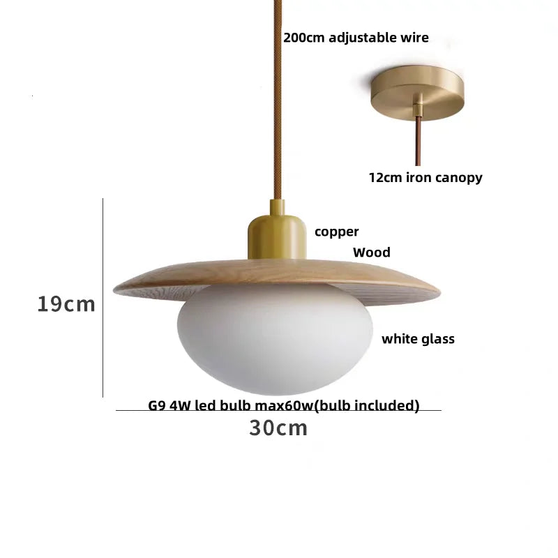 Afralia™ LED Hanging Lamp Copper Walnut Wood Pendant Light