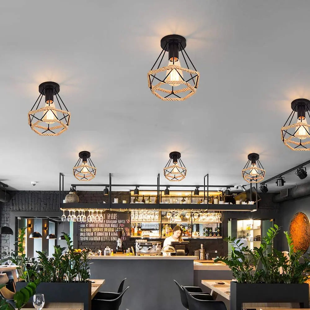 Afralia™ Industrial Vintage Ceiling Light for Living Room Kitchen Restaurant