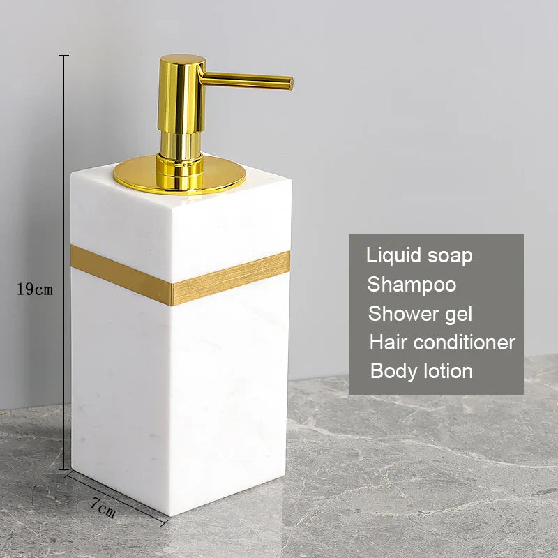 Afralia™ White Marble Gold Bathroom Set