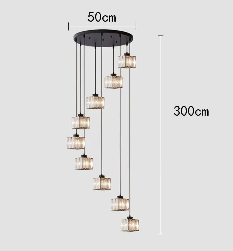 Afralia™ Crystal Staircase Pendant Lamp: Modern Luxury Interior Decoration Lighting for Home & Hotel.