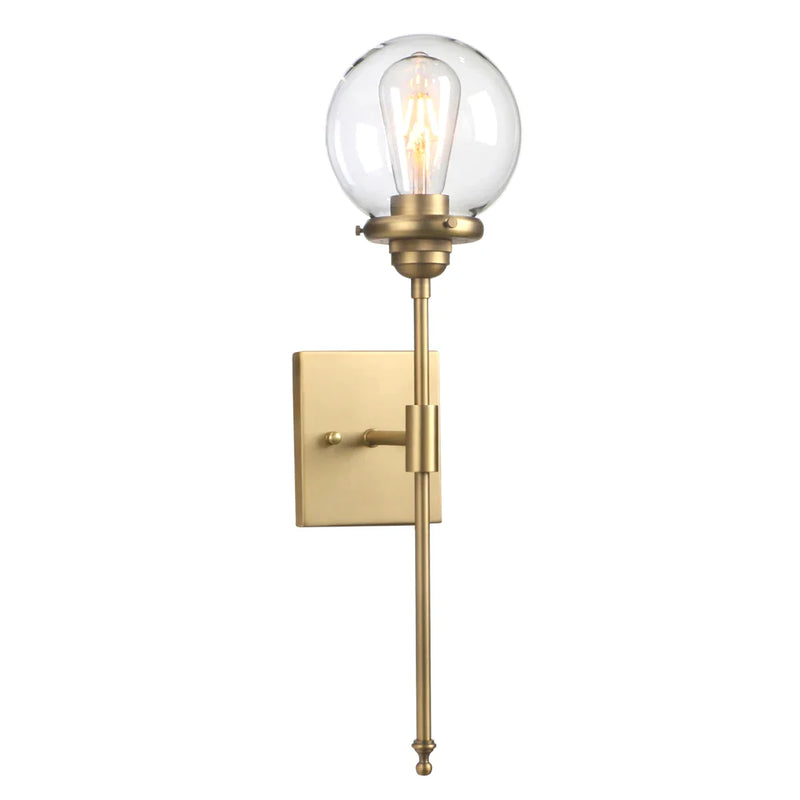 Afralia™ Mid-Century Modern Vanity Light Sconce, Antique Brass Finish Glass Globe