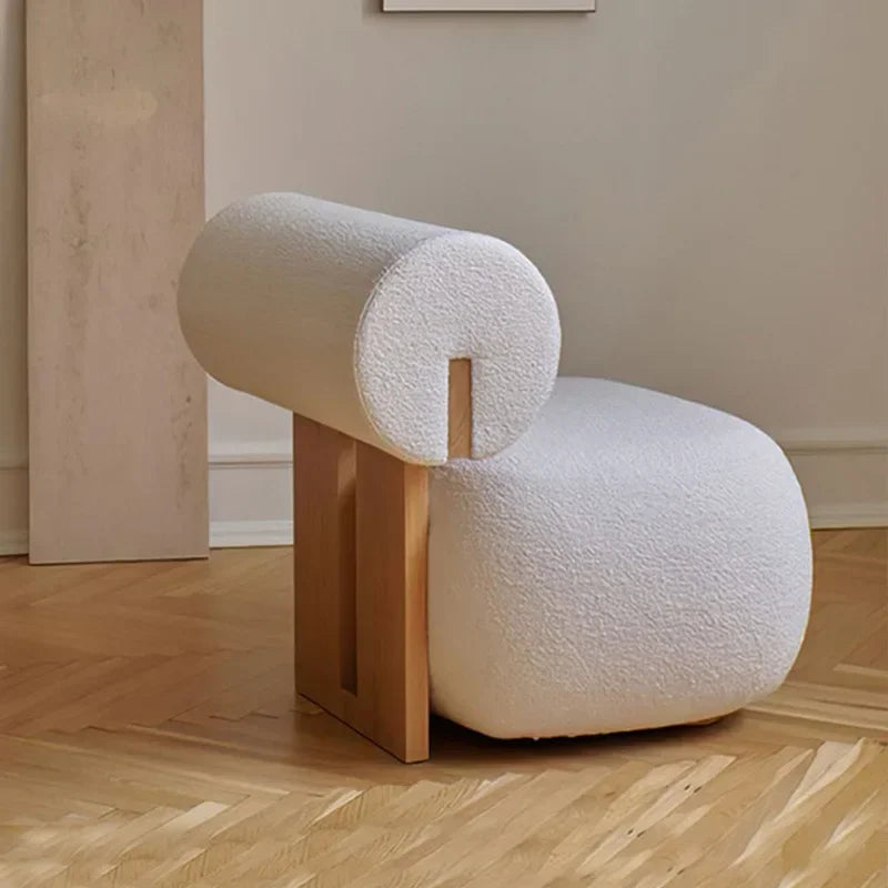 Afralia™ Nordic Solid Wood Sofa Chair Modern Light Luxury Cream Hippo Chair