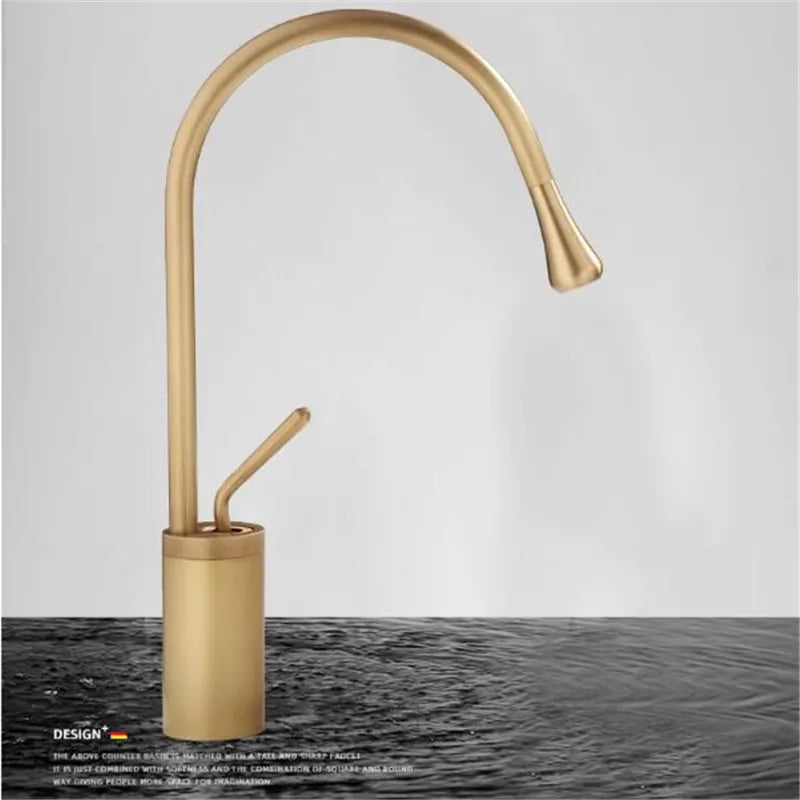 Afralia™ Antique Brass Bathroom Basin Faucet Hot Cold Black Sink Mixer Kitchen Water Crane