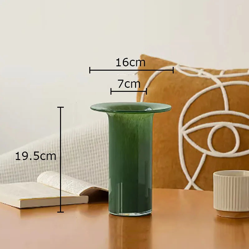 Afralia™ Jade Trumpet Glass Vase Hydroponics Flower Pot Desk Decoration