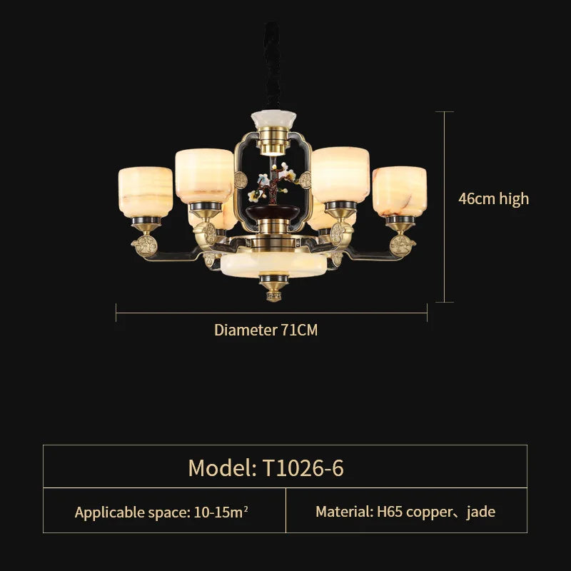 Afralia™ Copper Jade Duplex Chandelier: Chinese Villa Hall Lighting for Hotel Lobby & Living Room