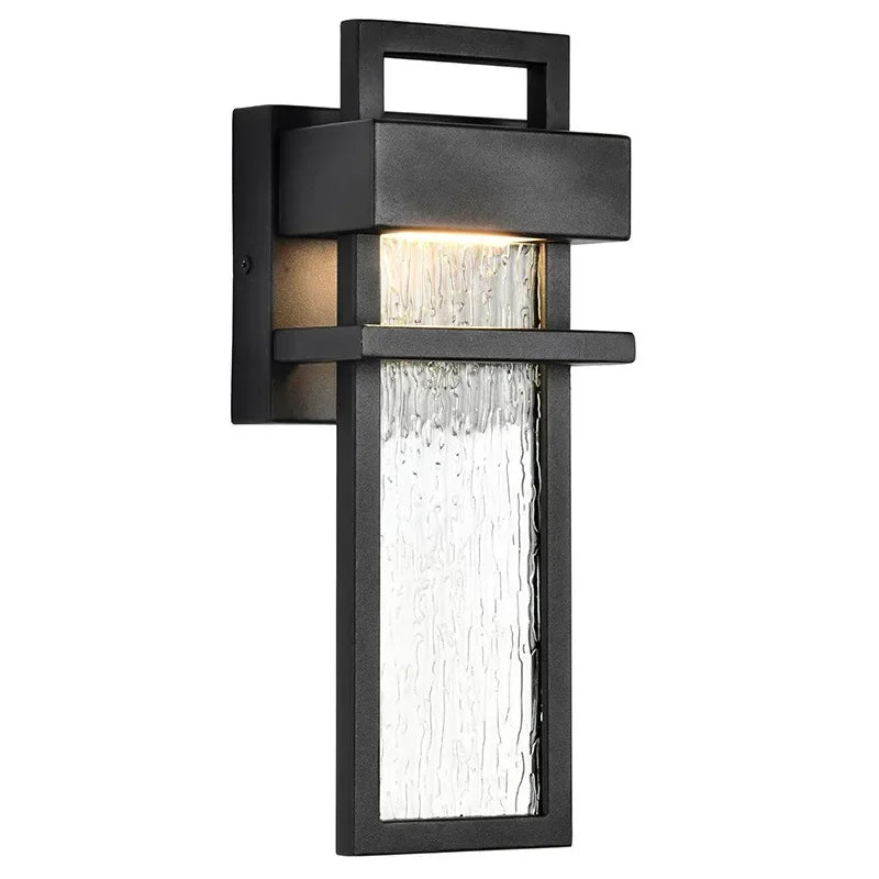 Afralia™ Outdoor LED Wall Sconce 12W Black Aluminum Waterproof Porch Light
