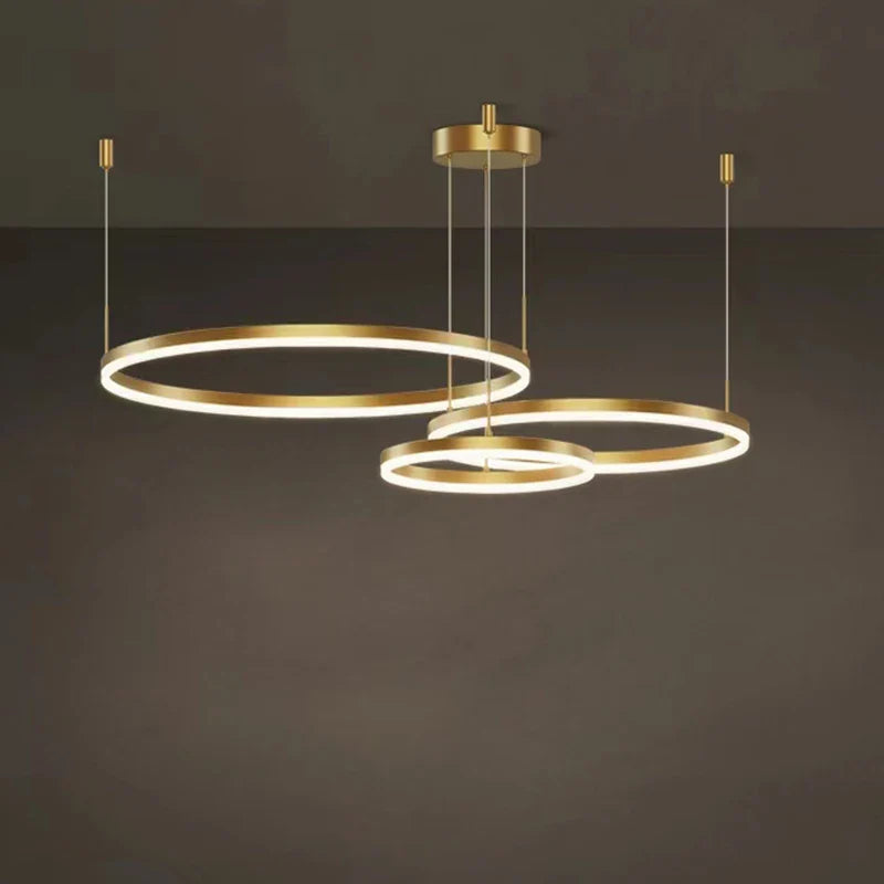 Afralia™ Gold Ring Pendant Lights Circle Acrylic LED Ceiling Lamp