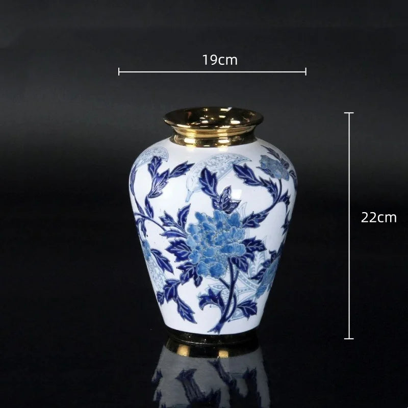 Afralia™ Blue & White Porcelain Ceramic Vase Vintage Ginger Jar Home Decor