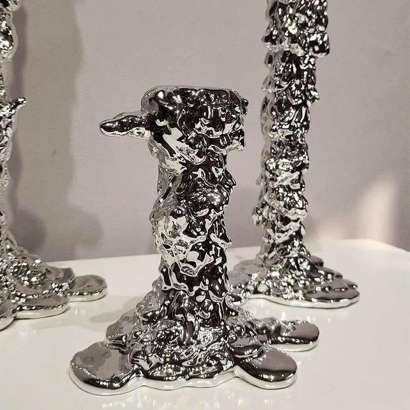 Afralia™ Golden Candlestick Holder Resin Plated Wedding Centerpiece