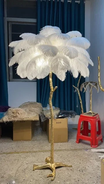 Afralia™ Ostrich Feather Floor Lamp Modern LED Light Fixtures Living Room Bedroom