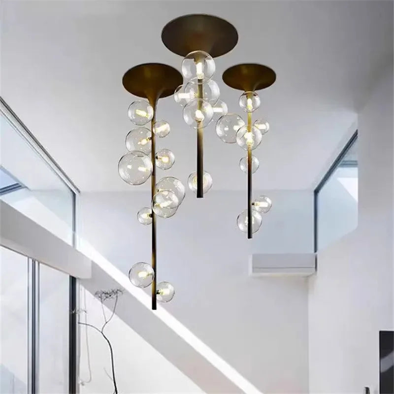 Afralia™ LED Bubble Chandelier Clear Glass Ball Pendant Lamp for Dining Room & Bar