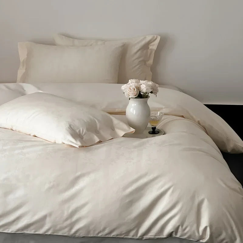 Afralia™ Egyptian Cotton Bedding Set Queen King Bed Linens Duvet Cover Pillowcase