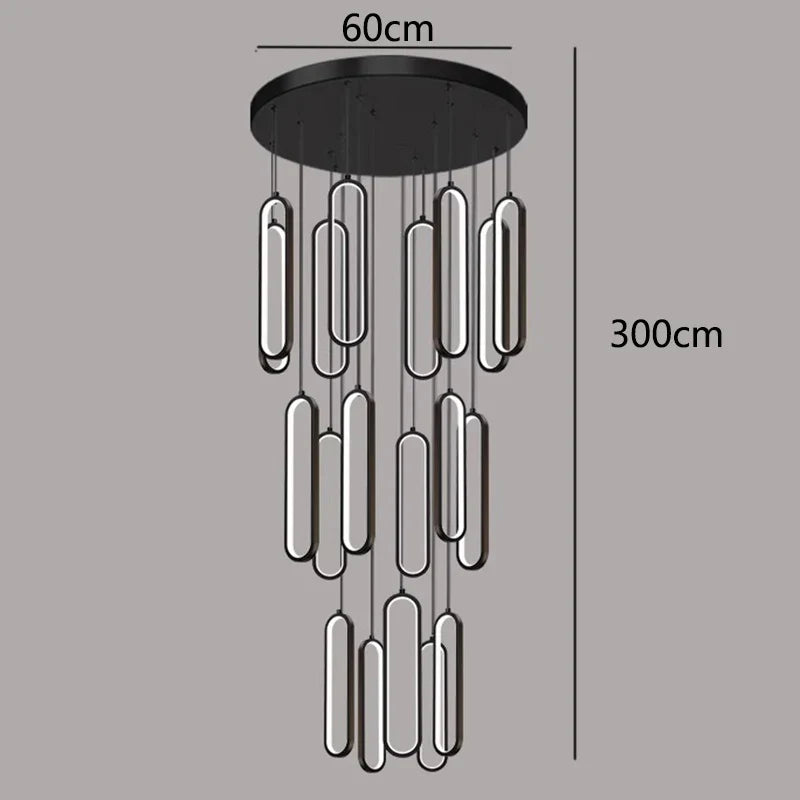 Afralia™ LED Staircase Chandeliers | Modern Pendant Light for Living Room