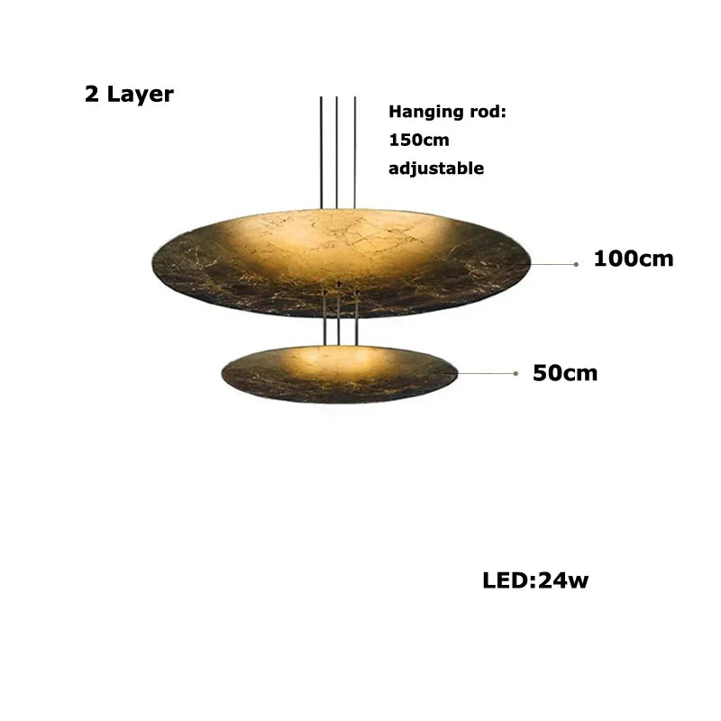 Afralia™ Gold Foil Pendant LED Chandelier, Modern Italian Design for Villas