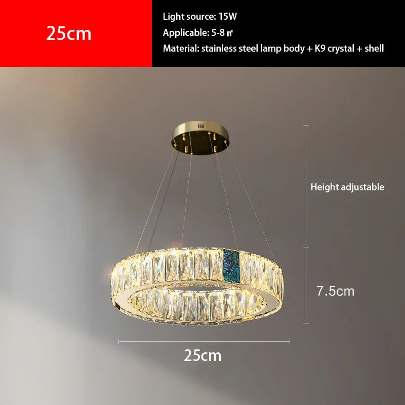 Afralia™ Crystal Round Ceiling Chandelier LED Lighting Fixtures for Kitchen Dining Room & Villa
