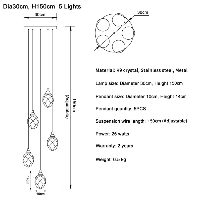 Afralia™ Diamond Crystal Ball Chandelier LED Hanging Lamp Gold Fixture