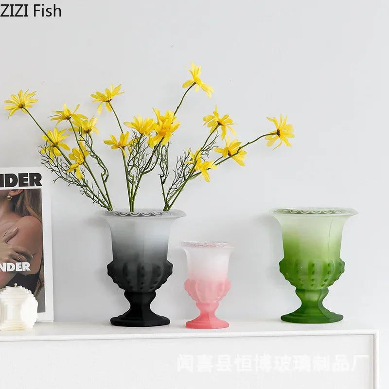 Goblet Glass Vase Hydroponics Flower Pot Desk Decor for Afralia™ - Artificial Floral Room Aesthetic