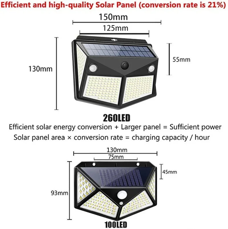 Afralia™ Solar Wall Lights Outdoor with PIR Motion Sensor and 100/260 LEDs