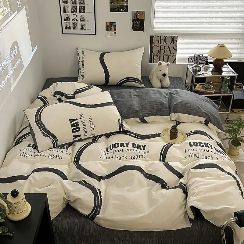 Afralia™ Nordic Cotton Printed Bedding Set for Twin Beds - Ultra Soft & Skin Friendly Home Bedclothes