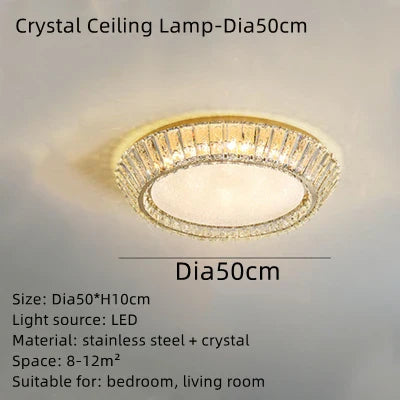 Afralia™ Gold Crystal Ceiling Light: Nordic Modern Round Lighting Fixture for Bedroom and Restaurant