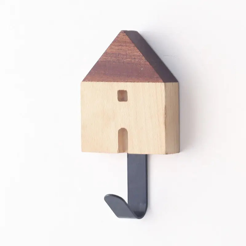 Afralia™ Nordic Wood Clothes Hook Wall Mounted Entryway Bedroom Decoration