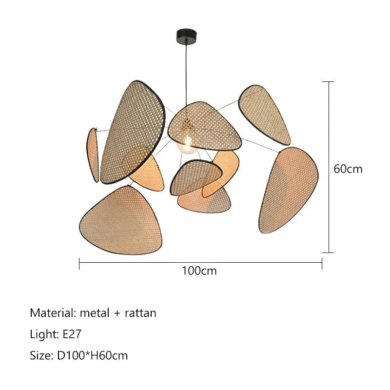 Afralia™ Rattan LED Chandelier Pendant Light for Living, Dining, Bedroom Decor