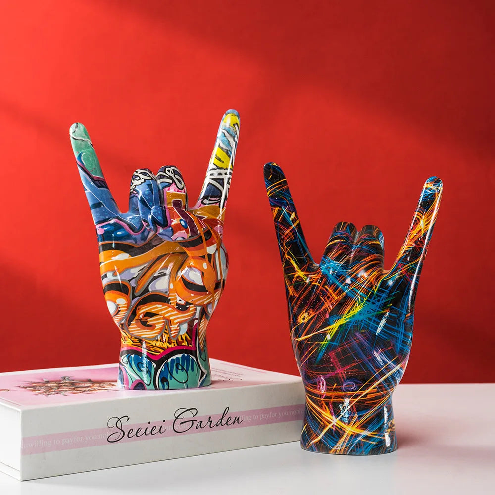 Afralia™ Hand Statue 19cm Modern Pop Art Resin Sculpture Home Decor