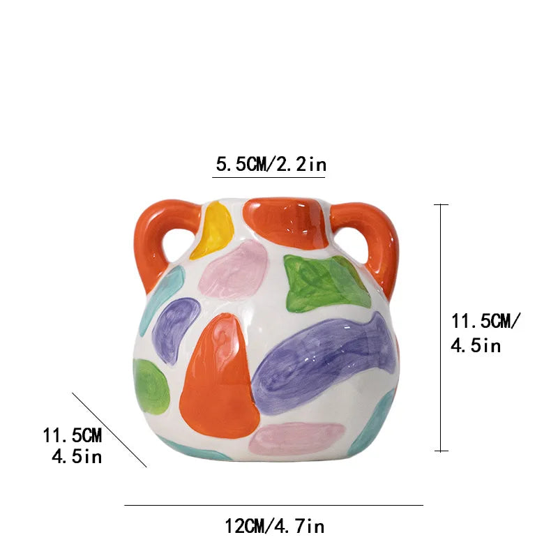 Afralia™ Cartoon Ceramic Vase Teapot Handmade Porcelain Flowerpot Decoration Accessories