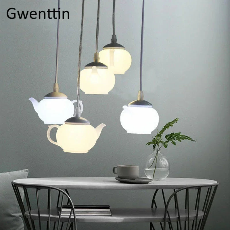 Afralia™ Teapot Pendant Lights: Modern LED Hanging Lamps for Home Decor