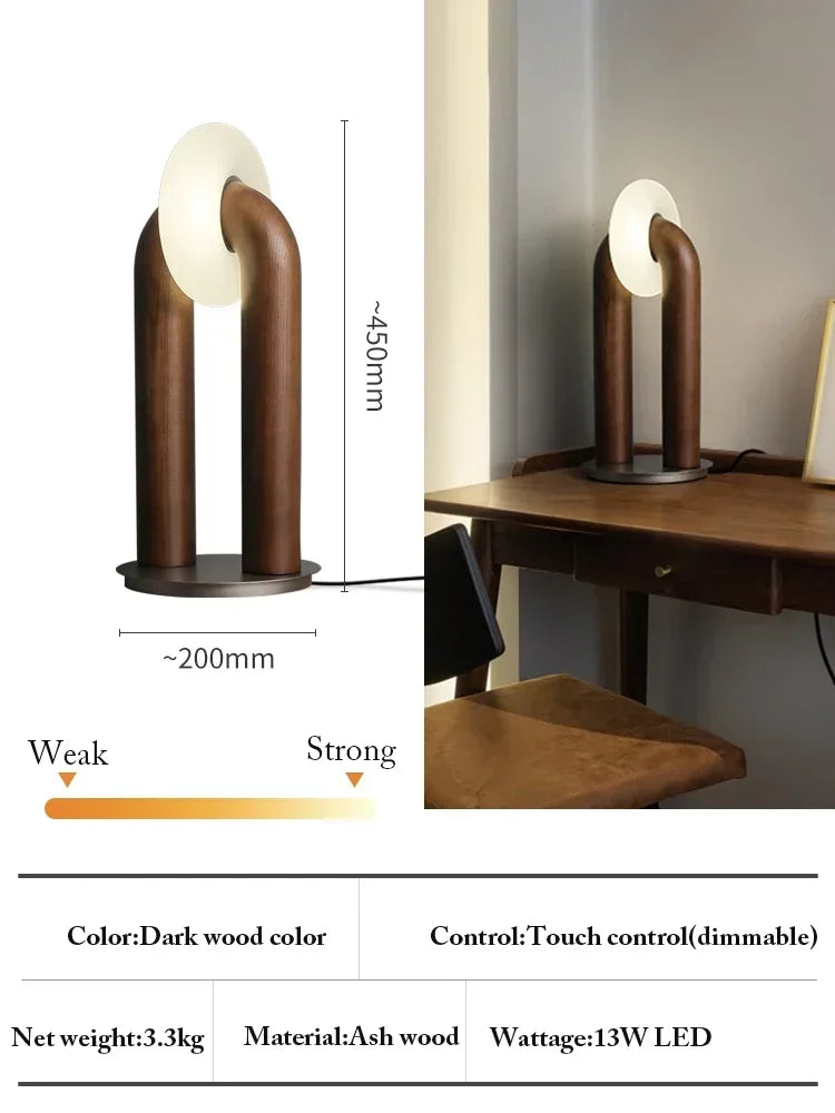 Afralia™ Solid Wood Table Lamps with Touch Control - Dimmable LED Lighting for Home Décor