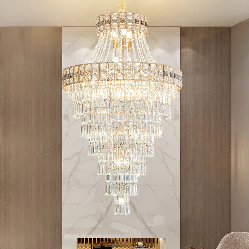 Afralia™ Duplex Villa Crystal Chandelier: Modern Luxury Staircase Lamp for Elegant Living Rooms
